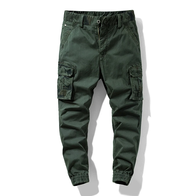 Herren Cargo-Joggerhose mit Multifachtaschen, elastischem Saum & Camouflage-Akzent Drune