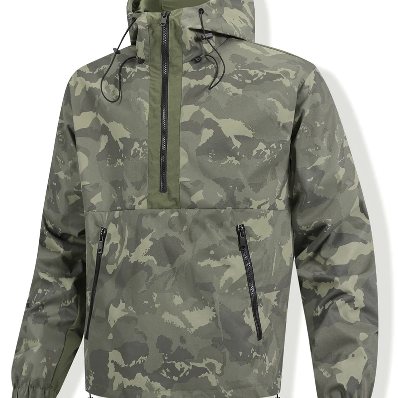 Herren Camouflage-Anorak mit Kapuze, halbem Reißverschluss und wasserabweisender Beschichtung Drune