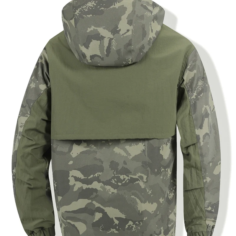 Herren Camouflage-Anorak mit Kapuze, halbem Reißverschluss und wasserabweisender Beschichtung Drune