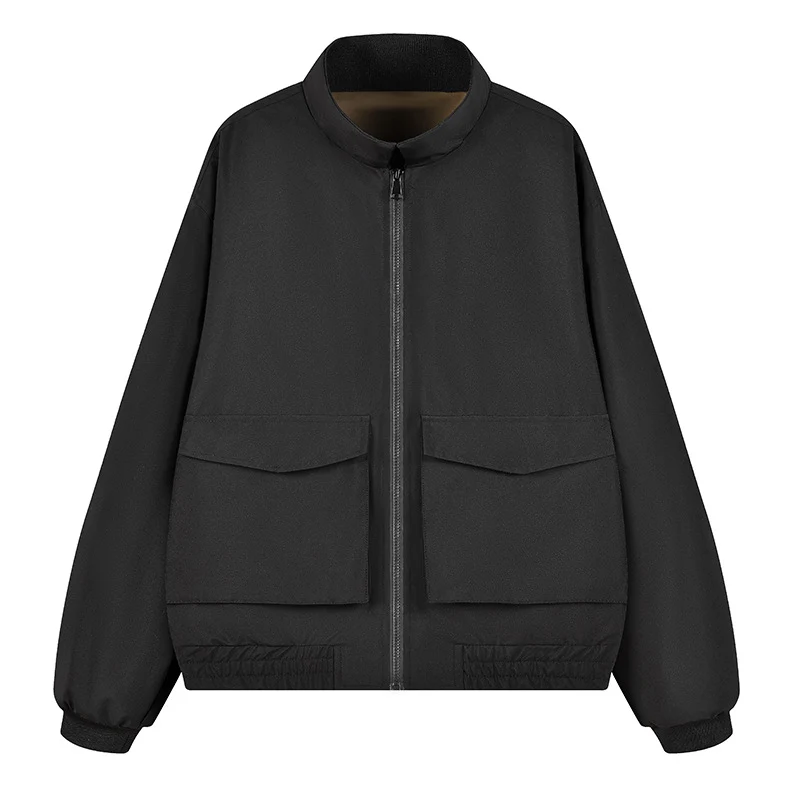 Herren Boxy Utility‑Bomberjacke mit großen Pattentaschen, Stehkragen & Reißverschluss Drune