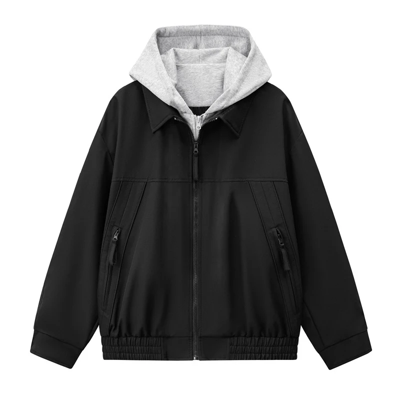 Herren Boxy-Übergangsjacke mit kontrastreicher Innenkapuze und elastischem Saum Drune