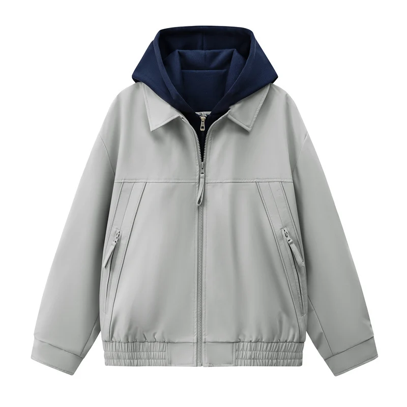 Herren Boxy-Übergangsjacke mit kontrastreicher Innenkapuze und elastischem Saum Drune