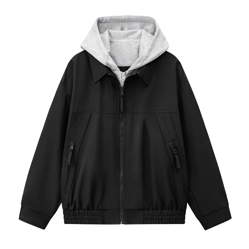 Herren Boxy-Übergangsjacke mit kontrastreicher Innenkapuze und elastischem Saum Drune