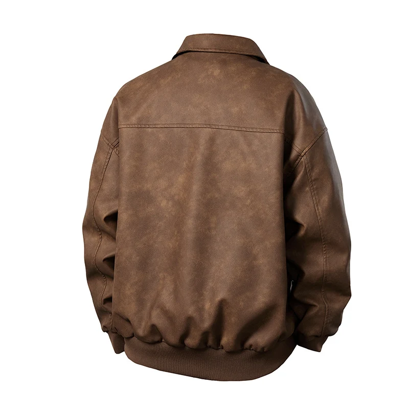 Herren Boxy-Suede-Überhemdjacke mit glatter Veloursleder‑Optik, verdecktem Reißverschluss & elastischen Bündchen Drune