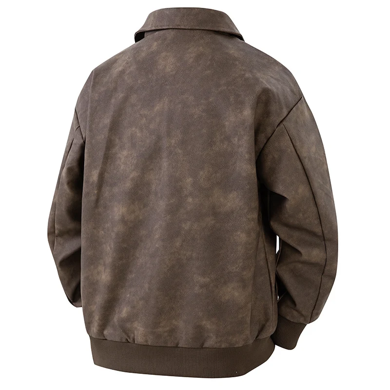 Herren Boxy Oversize-Überhemdjacke in Veloursleder-Optik mit Hemdkragen & Zwei-Wege-Reißverschluss Drune