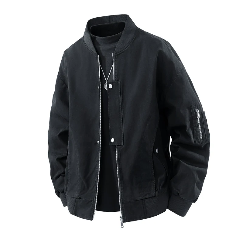 Herren Boxy-Bomberjacke im Utility-Look mit Ärmel-Reißverschluss & Rippbündchen Drune