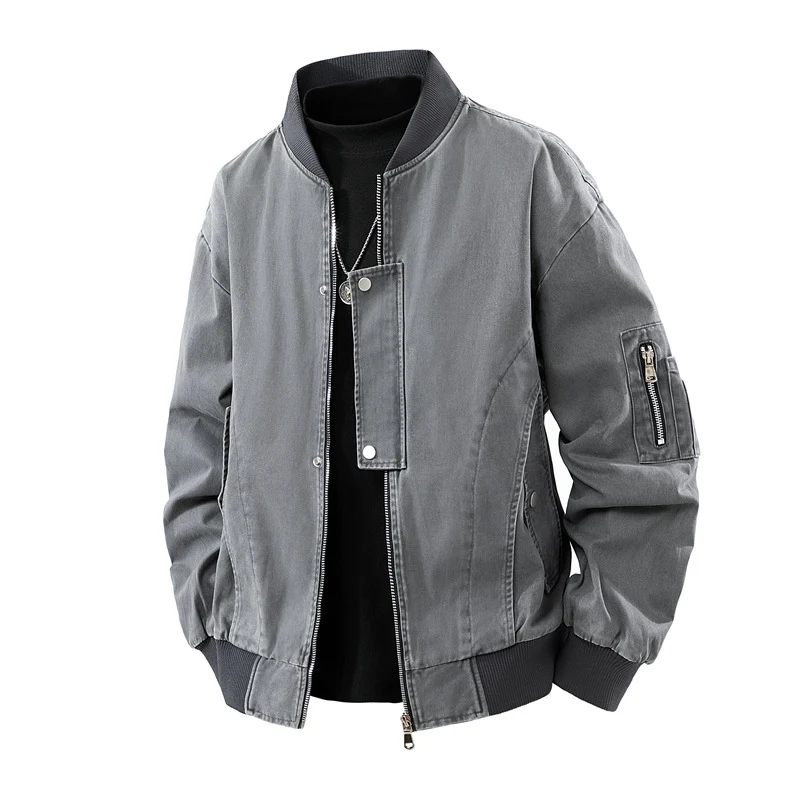 Herren Boxy-Bomberjacke im Utility-Look mit Ärmel-Reißverschluss & Rippbündchen Drune