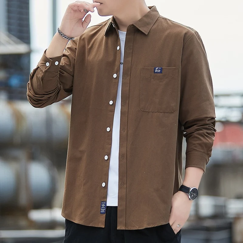 Herren Baumwoll-Overshirt im Casual-Look mit Brusttasche & Hemdkragen Drune