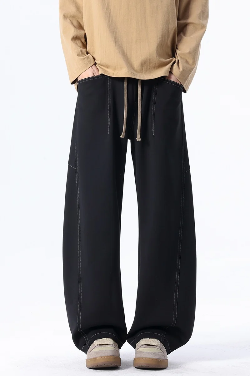 Herren Baggy-Jogginghose mit extra langem Kordelzug und Kontrast-Steppungen Drune