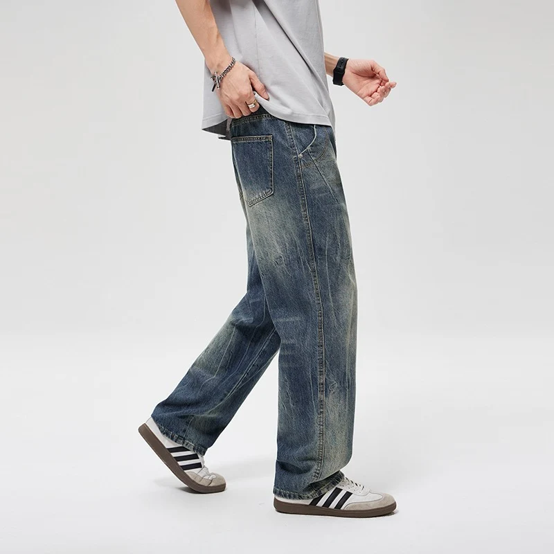Herren Baggy-Jeans im Vintage‑Wash mit hoher Bundhöhe, relaxed Bein & dezenter Distressed‑Optik Drune