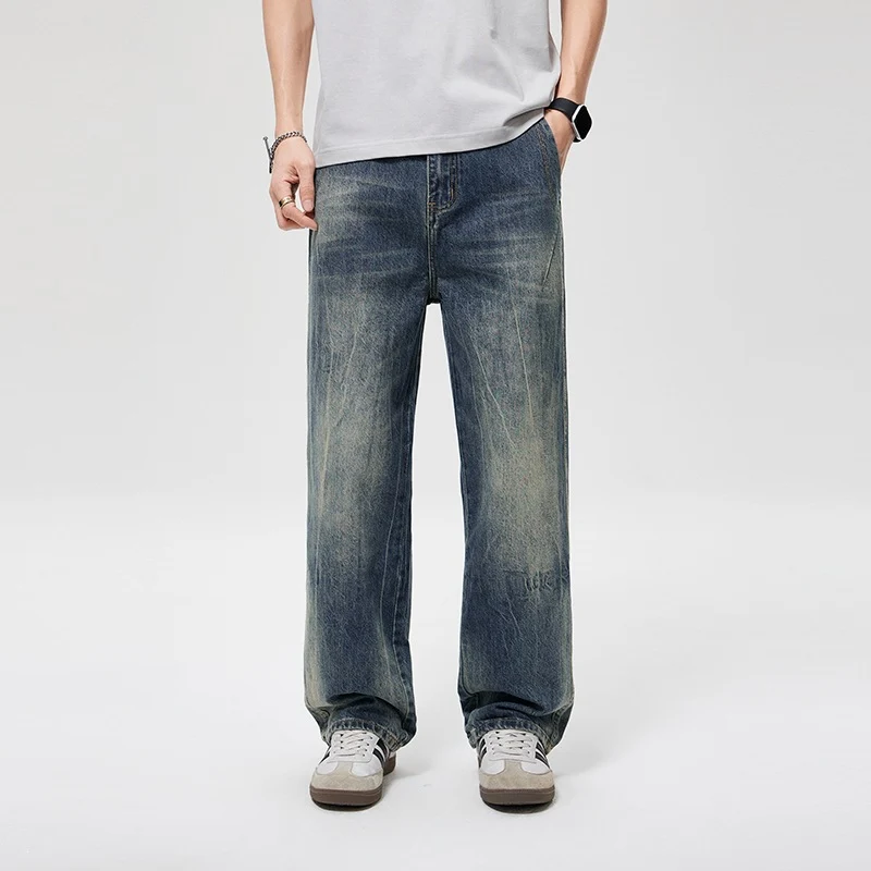 Herren Baggy-Jeans im Vintage‑Wash mit hoher Bundhöhe, relaxed Bein & dezenter Distressed‑Optik Drune