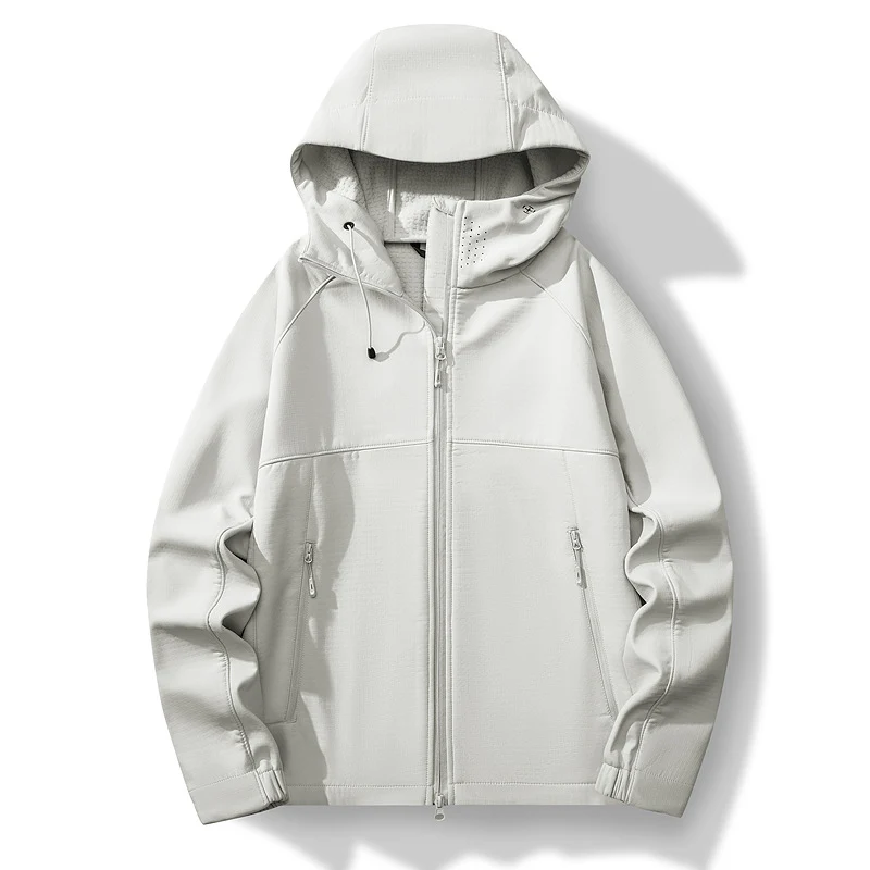 Herren Atmungsaktive Softshell-Hybridjacke mit Kapuze, Fleece-Innenfutter und Zwei-Wege-Reißverschluss Drune