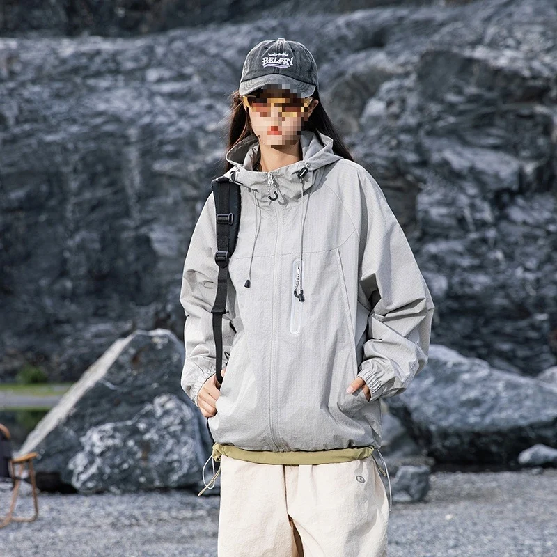 Herren Atmungsaktive Kapuzen-Fieldjacke mit verstaubarer Kapuze und reflektierendem Brustreißverschluss Drune
