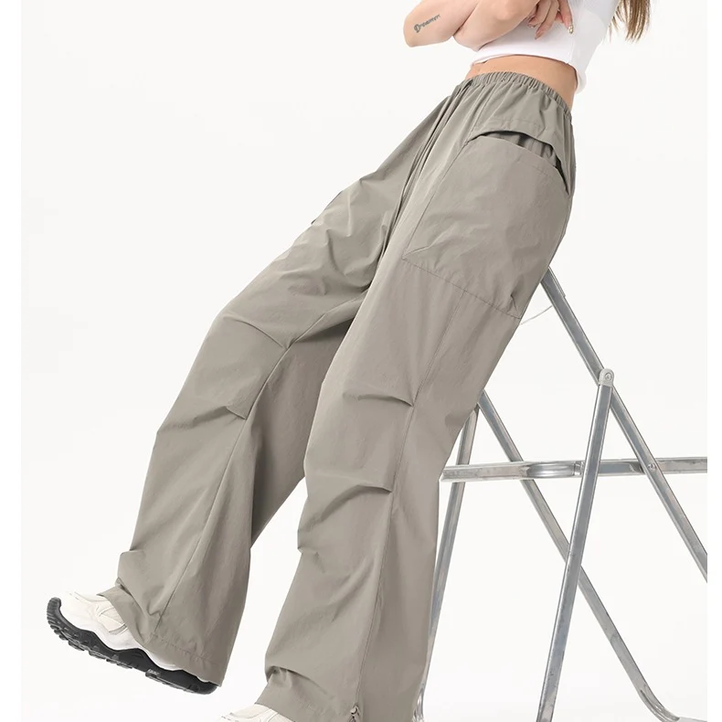 Damen Wide‑Leg Cargo‑Hose mit elastischem Bund & Utility‑Taschen Drune