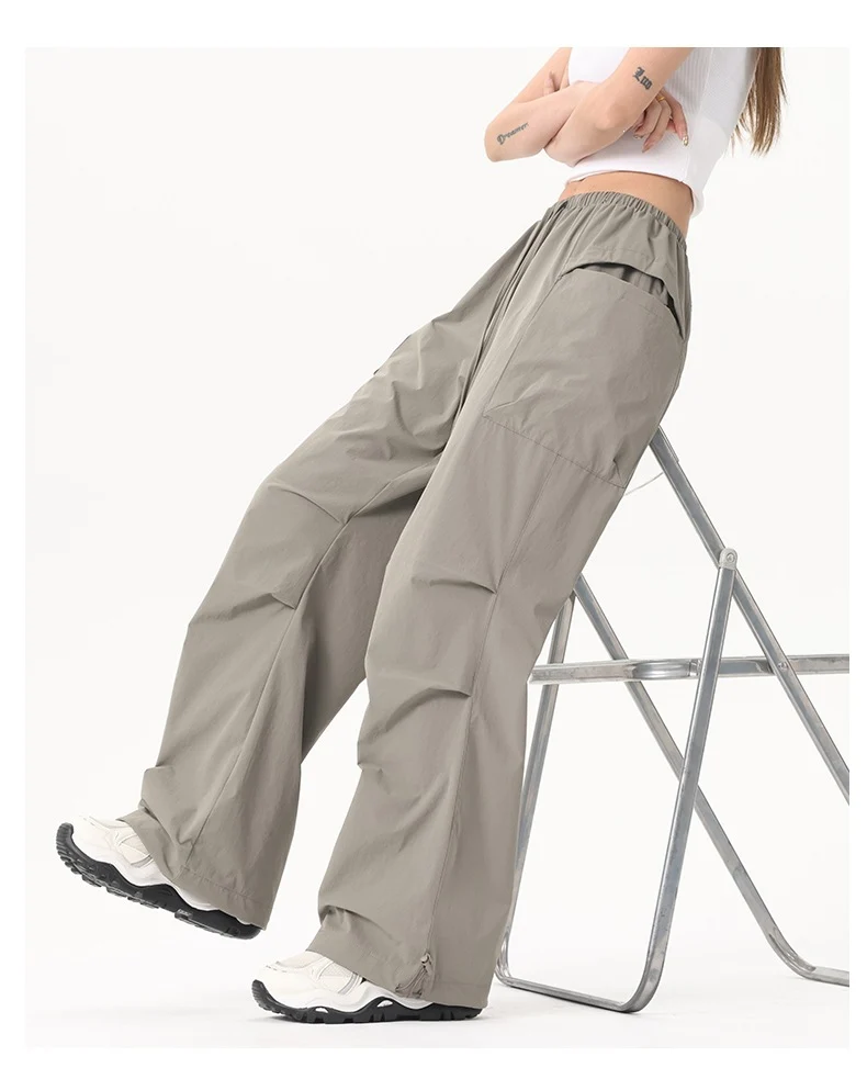 Damen Wide‑Leg Cargo‑Hose mit elastischem Bund & Utility‑Taschen Drune