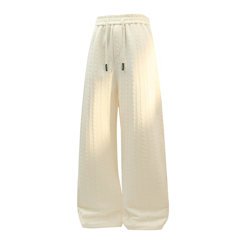 Damen Weite Strick-Loungehose mit Zopfmuster, Kordelbund & Relaxed-Silhouette Drune