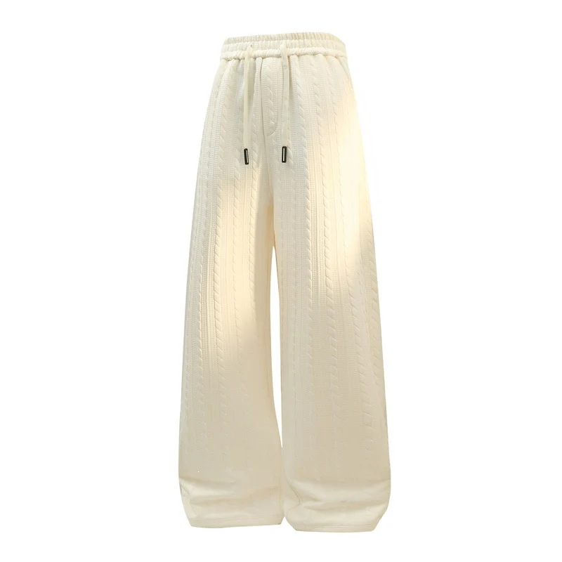 Damen Weite Strick-Loungehose mit Zopfmuster, Kordelbund & Relaxed-Silhouette Drune