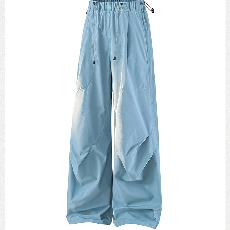 Damen Weite Palazzo-Hose mit Tunnelzugbund, drapierten Falten & verstellbarem Saum Drune