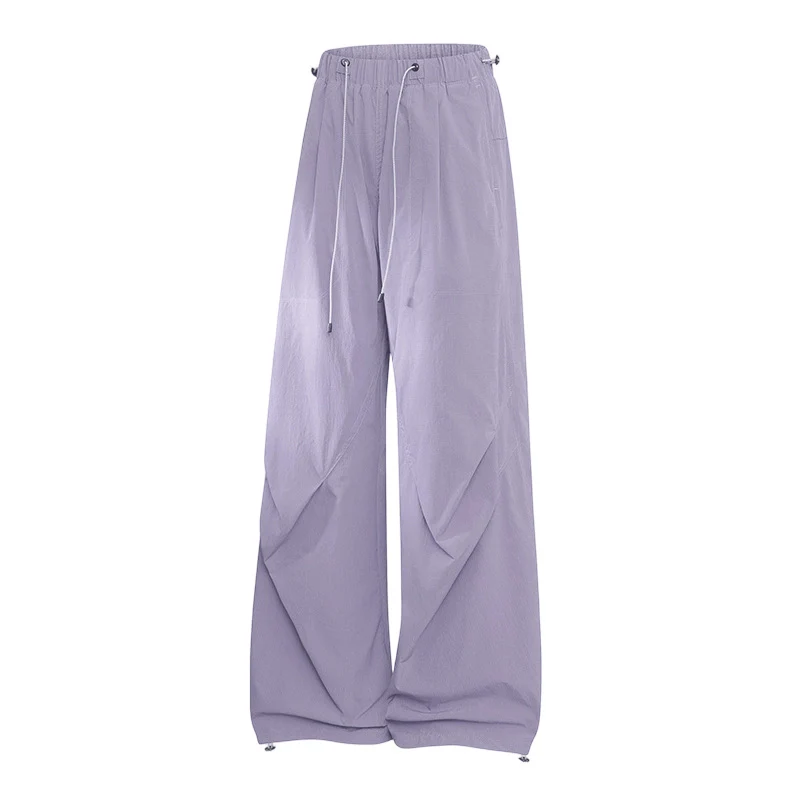 Damen Weite Palazzo-Hose mit Tunnelzugbund, drapierten Falten & verstellbarem Saum Drune