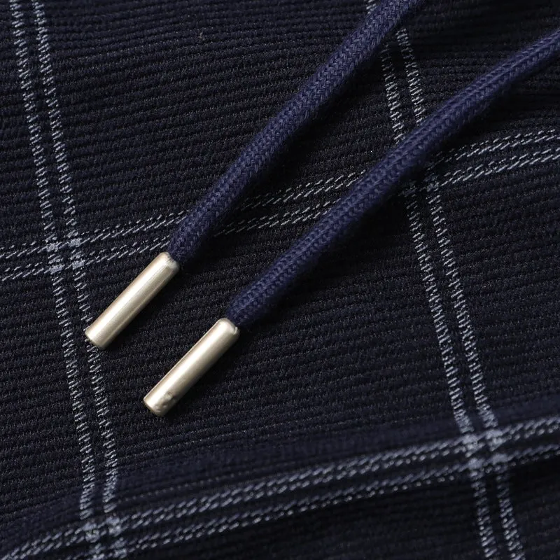 Damen Weite Palazzo-Hose im Karomuster mit elastischem Bund & Kordelzug Drune