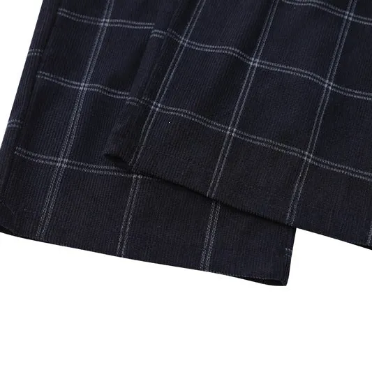 Damen Weite Palazzo-Hose im Karomuster mit elastischem Bund & Kordelzug Drune