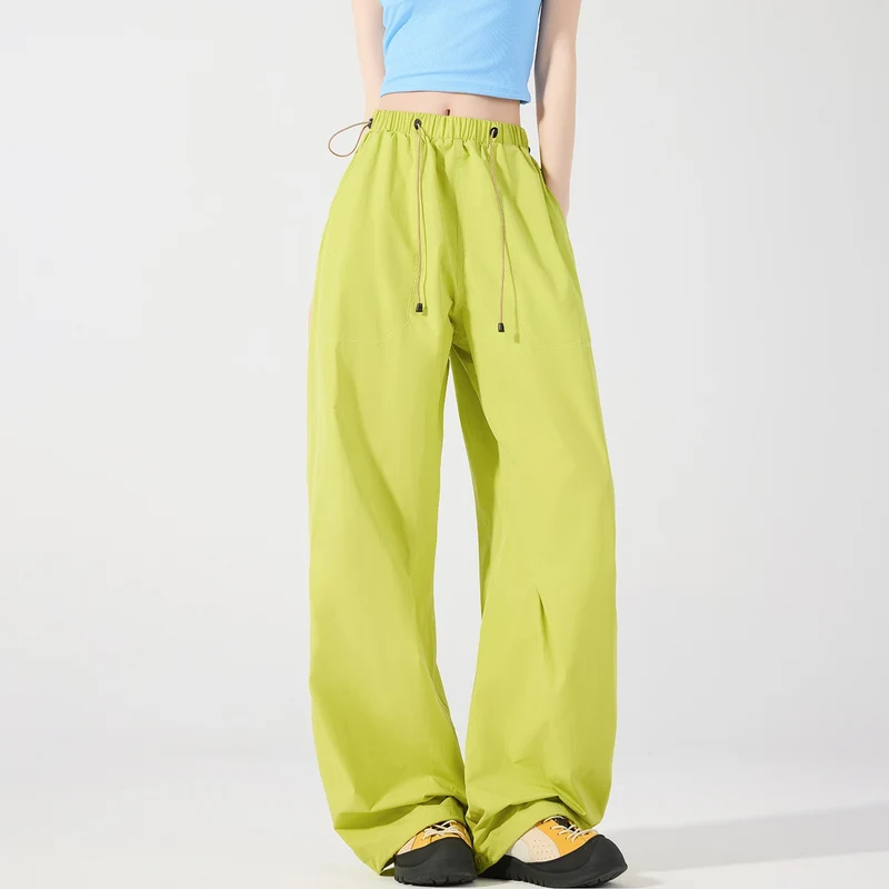 Damen Weite Nylon-Baggyhose mit elastischem Tunnelzugbund & Utility‑Taschen Drune