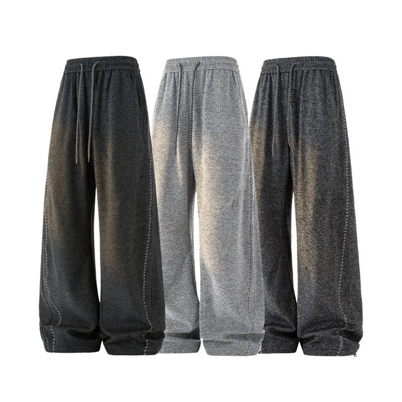 Damen Weite Lounge‑Hose aus Sweatstoff mit Kordelzug, Ziernähten und elastischem Bund Drune