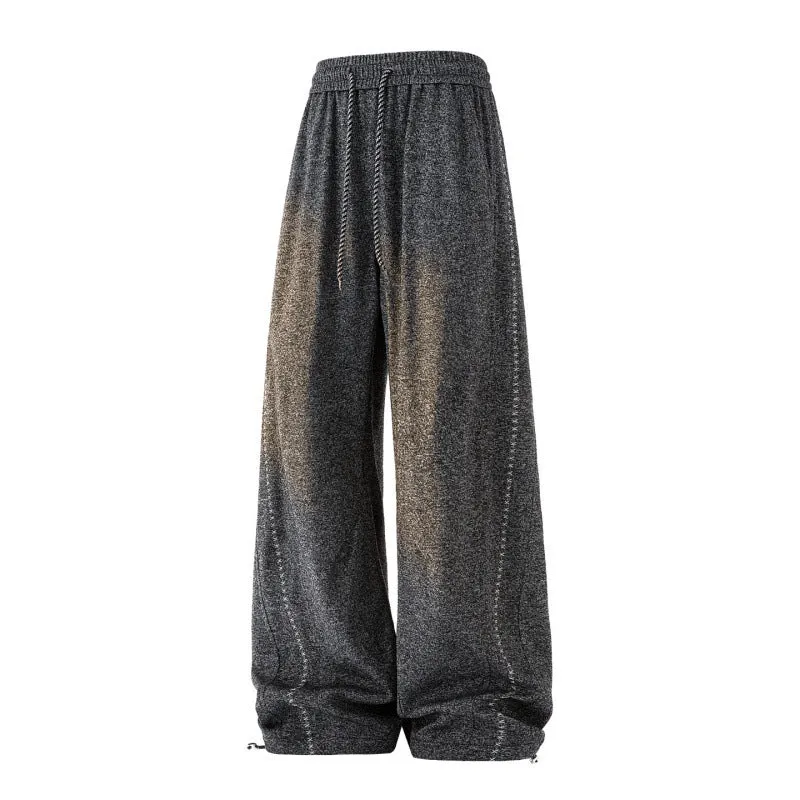 Damen Weite Lounge‑Hose aus Sweatstoff mit Kordelzug, Ziernähten und elastischem Bund Drune