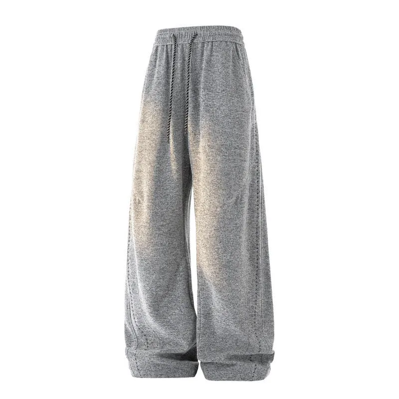 Damen Weite Lounge‑Hose aus Sweatstoff mit Kordelzug, Ziernähten und elastischem Bund Drune