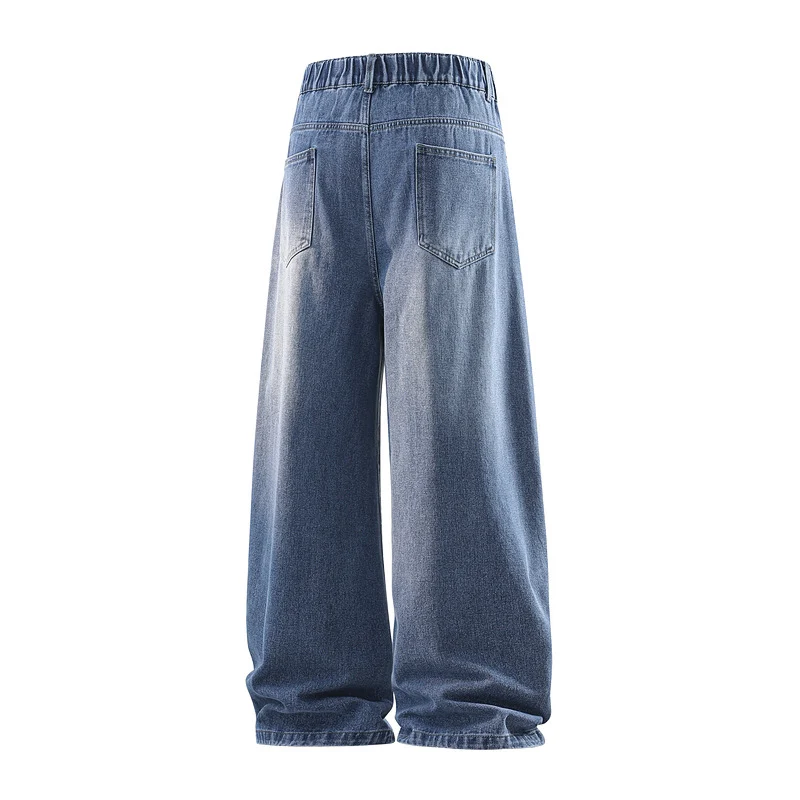 Damen Weite Jeanshose mit hohem Bund, elastischem Taillenbund und Baggy‑Silhouette Drune