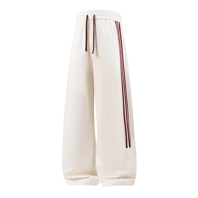 Damen Weite High-Waist Jogginghose mit markanten Seitenstreifen & Kordelzug Drune