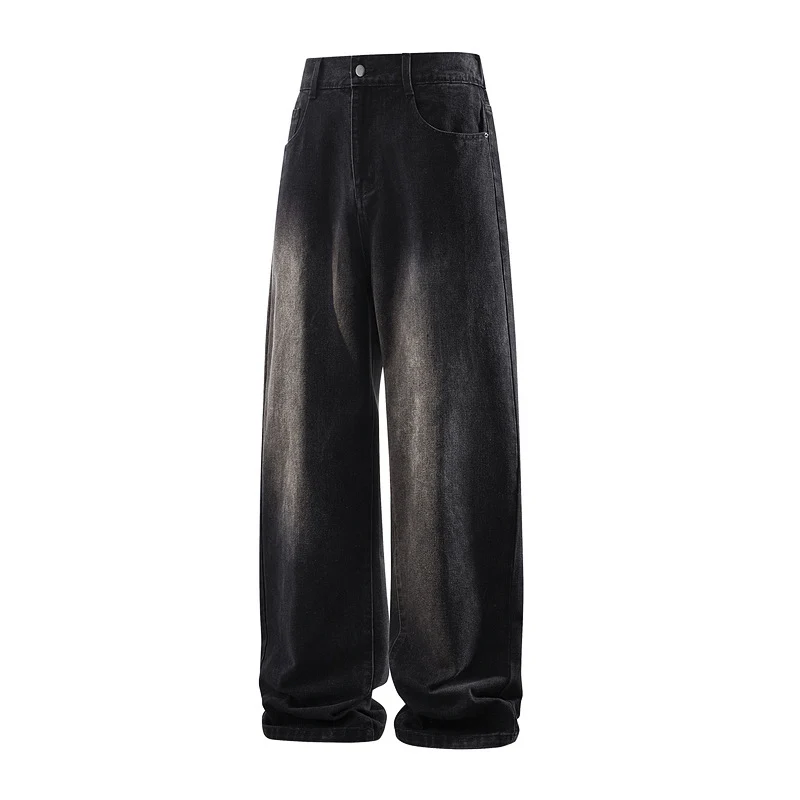 Damen Weite High‑Waist Baggy‑Jeans mit elastischem Bund und Used‑Look Drune