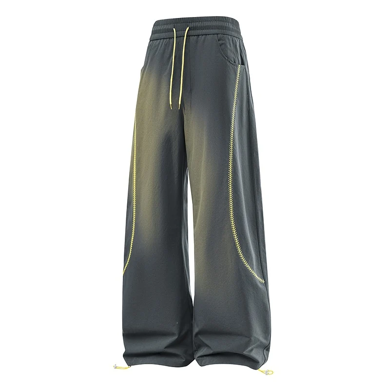 Damen Weite Baggy-Freizeithose mit Tunnelzugbund, kontrastierenden Ziernähten & verstellbarem Saum Drune