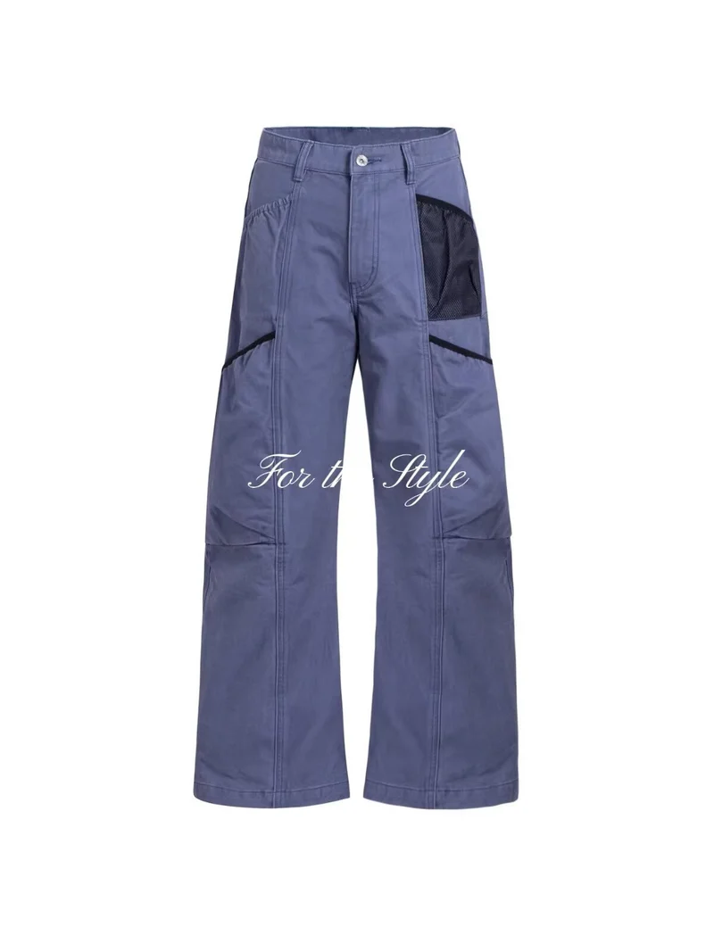 Damen Utility-Cargo-Hose mit weitem Bein, Mehrfach‑Taschen & Mesh‑Einsatz Drune