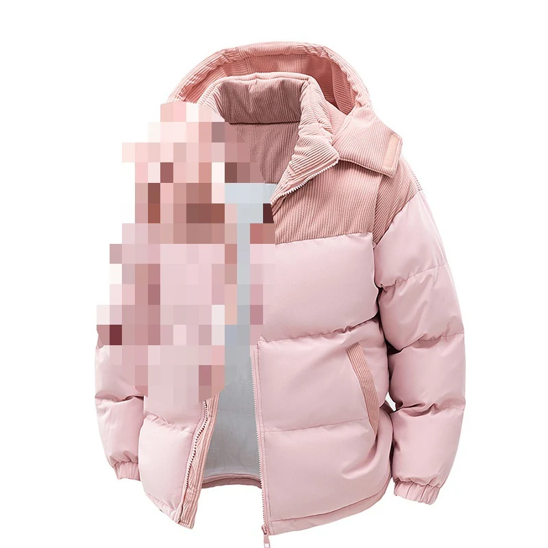 Damen Thermo-Puffer-Kurzjacke mit Cord‑Schulter und Kapuzenkragen Drune