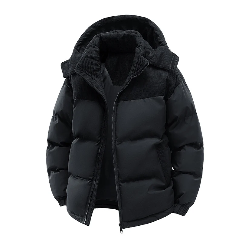 Damen Thermo-Puffer-Kurzjacke mit Cord‑Schulter und Kapuzenkragen Drune