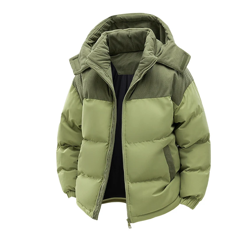 Damen Thermo-Puffer-Kurzjacke mit Cord‑Schulter und Kapuzenkragen Drune