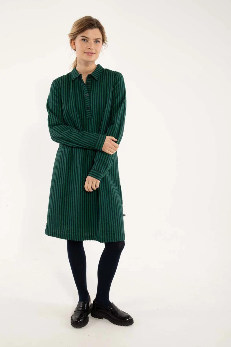 Danecarnation Seersucker Dress Dk Navy/Dk Pine