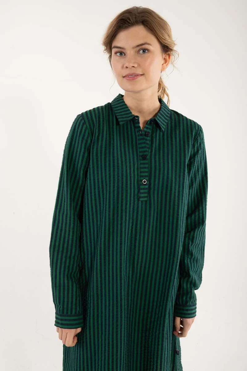 Danecarnation Seersucker Dress Dk Navy/Dk Pine