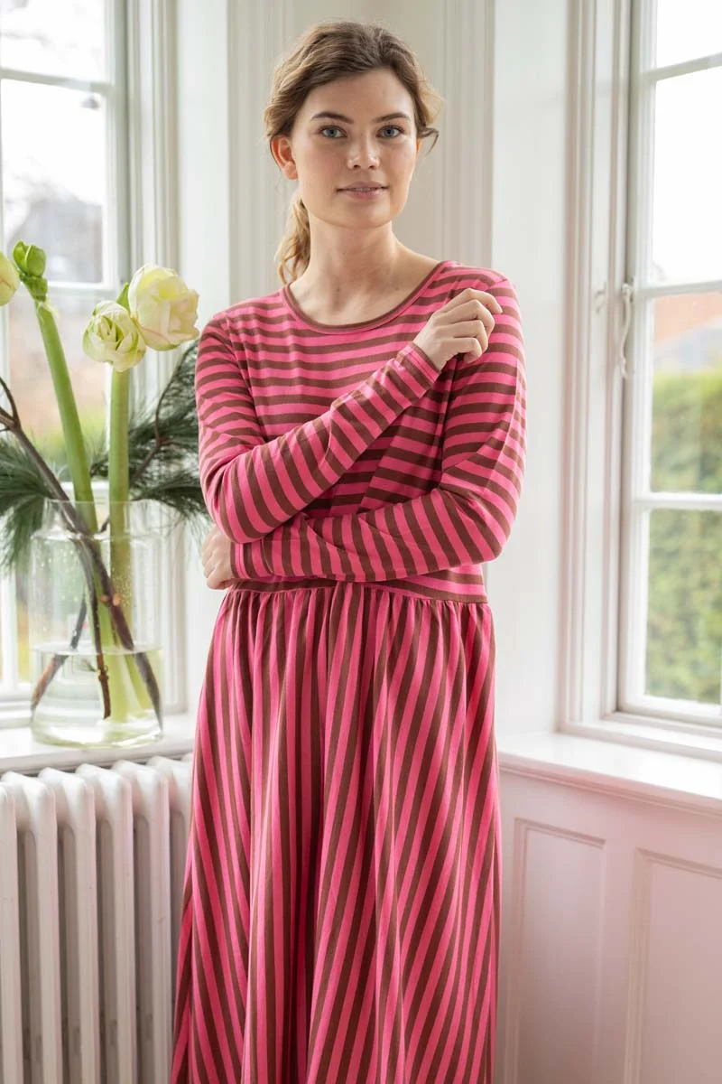Danekroeyer LS Modal Dress Dk Brick/Spicy Pink