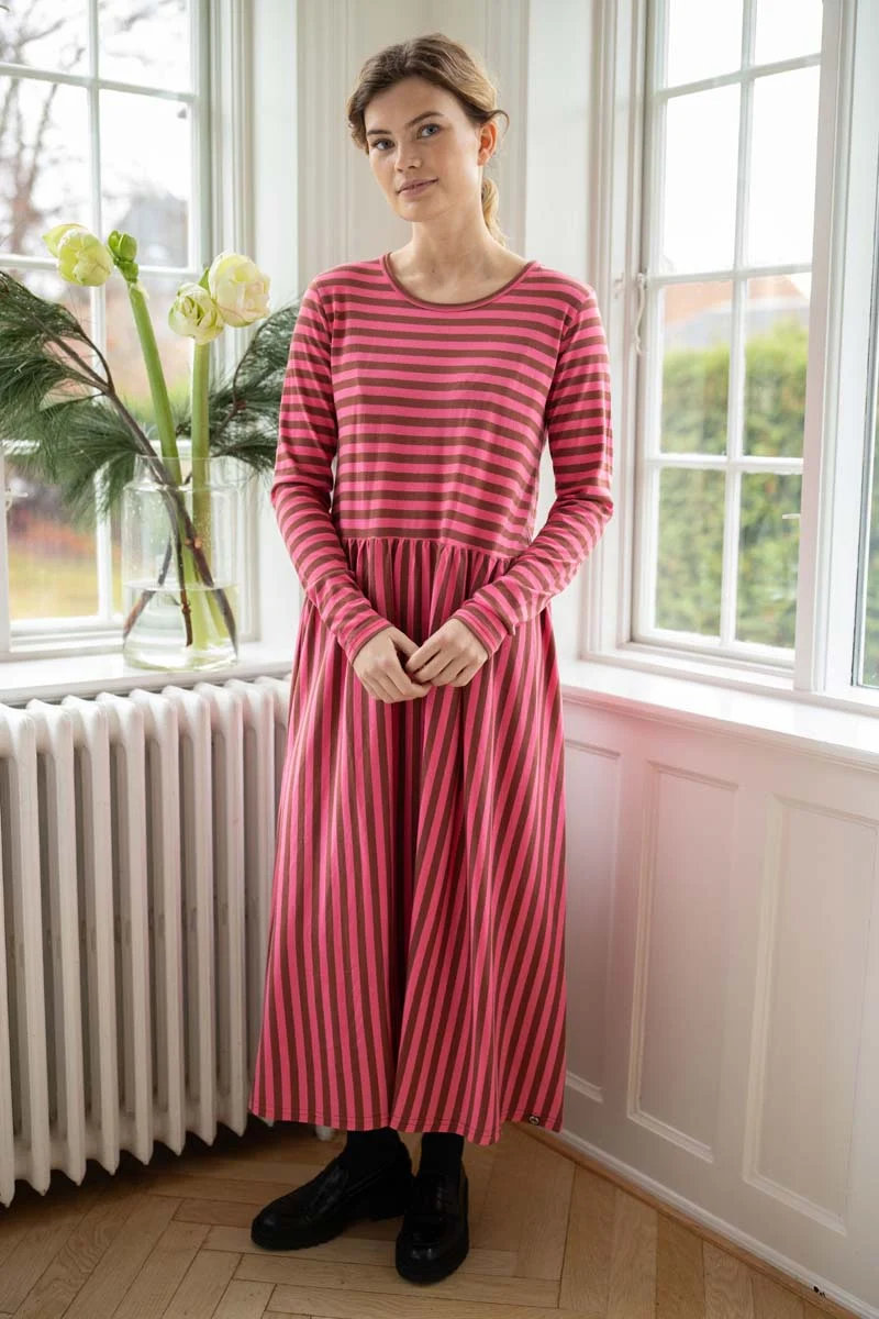 Danekroeyer LS Modal Dress Dk Brick/Spicy Pink