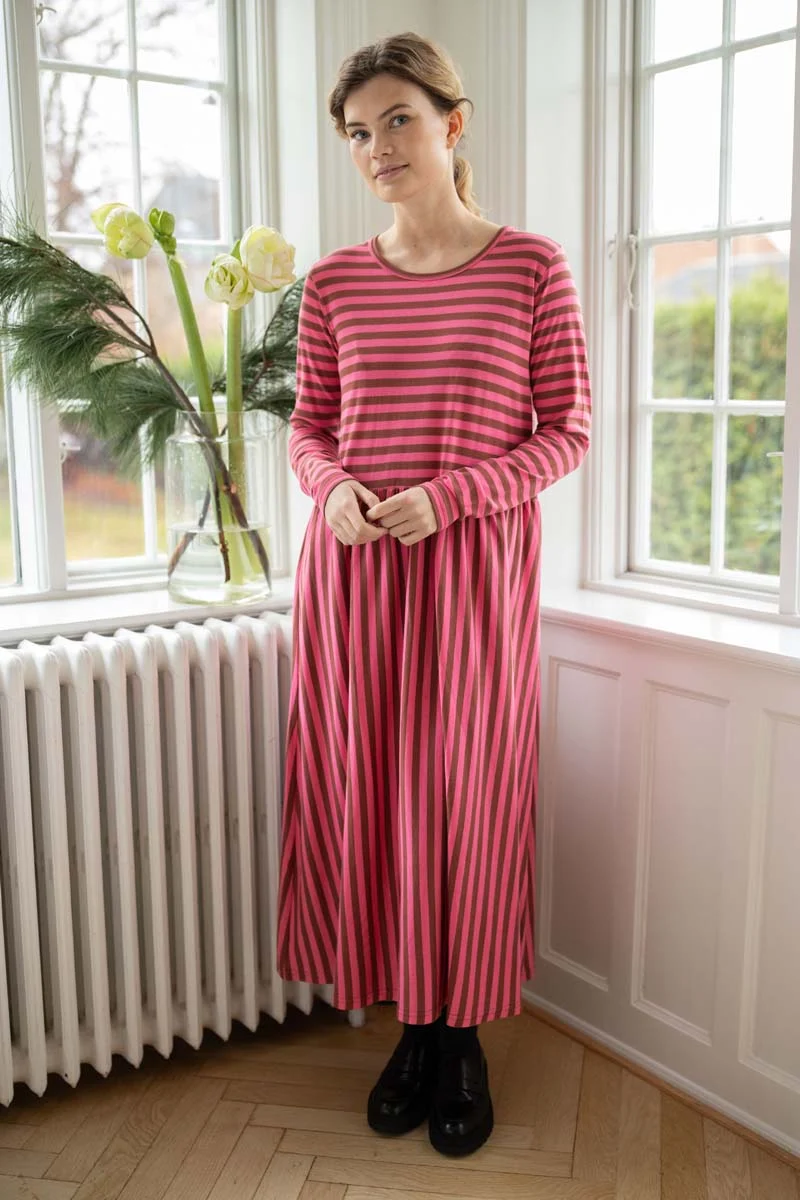 Danekroeyer LS Modal Dress Dk Brick/Spicy Pink