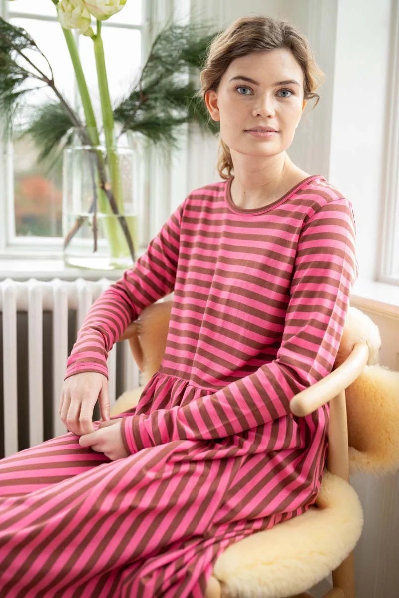 Danekroeyer LS Modal Dress Dk Brick/Spicy Pink
