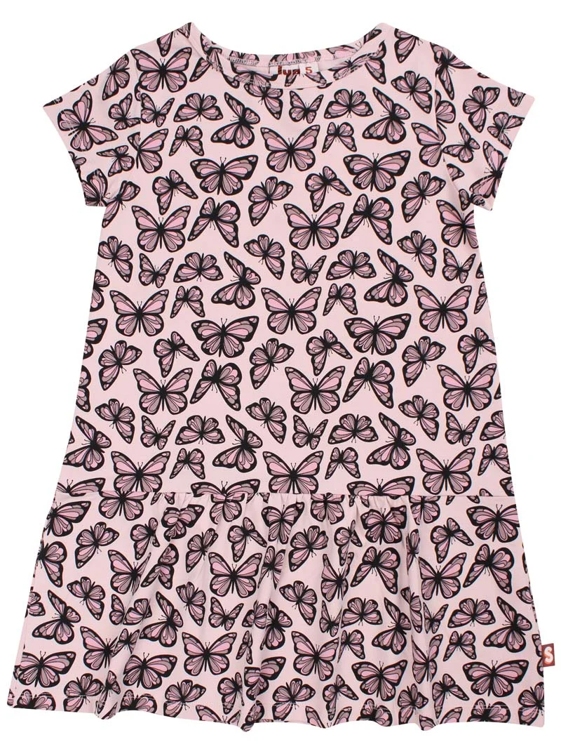 Dyrzanzi AOP/STRIB SS Dress Light Rose FLUTTER