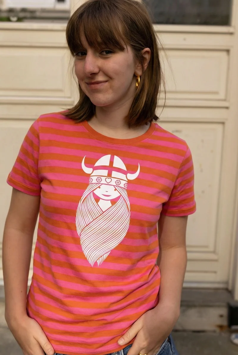 Danesummer Basic Tee Light Rust/Bright Pink FREJA ( white )
