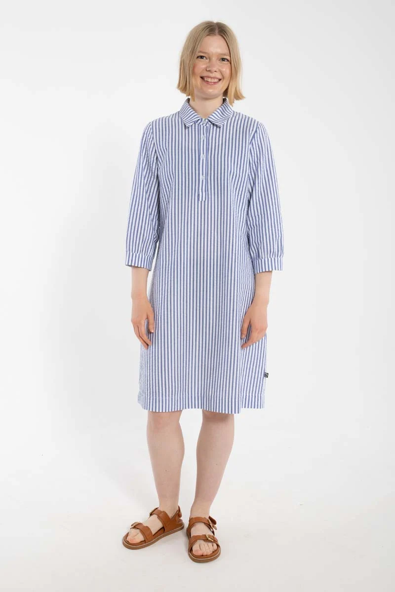 Danecarnation Seersucker Dress Dk Navy/Chalk
