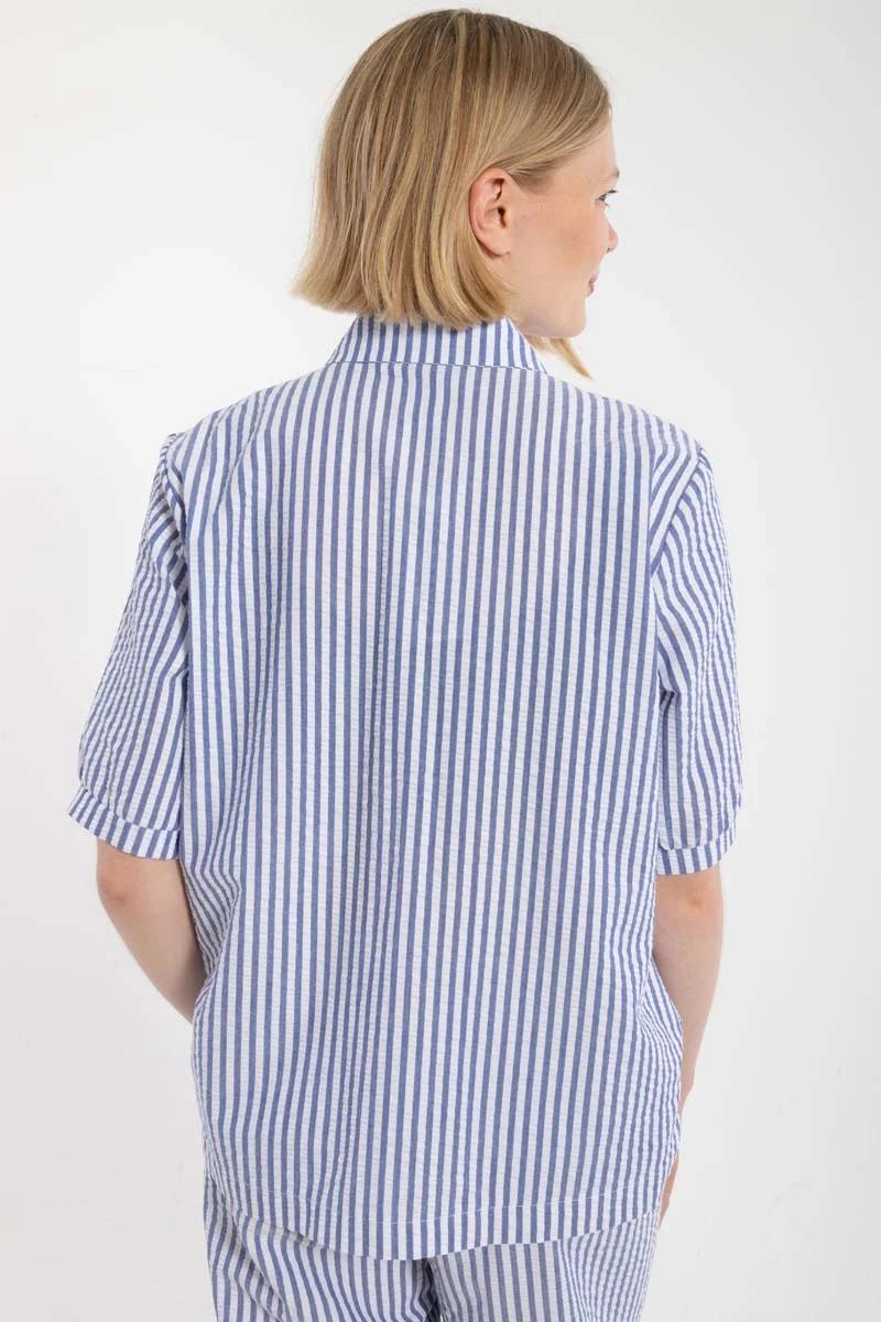 Danesyren SS Seersucker Shirt Dk Navy/Chalk