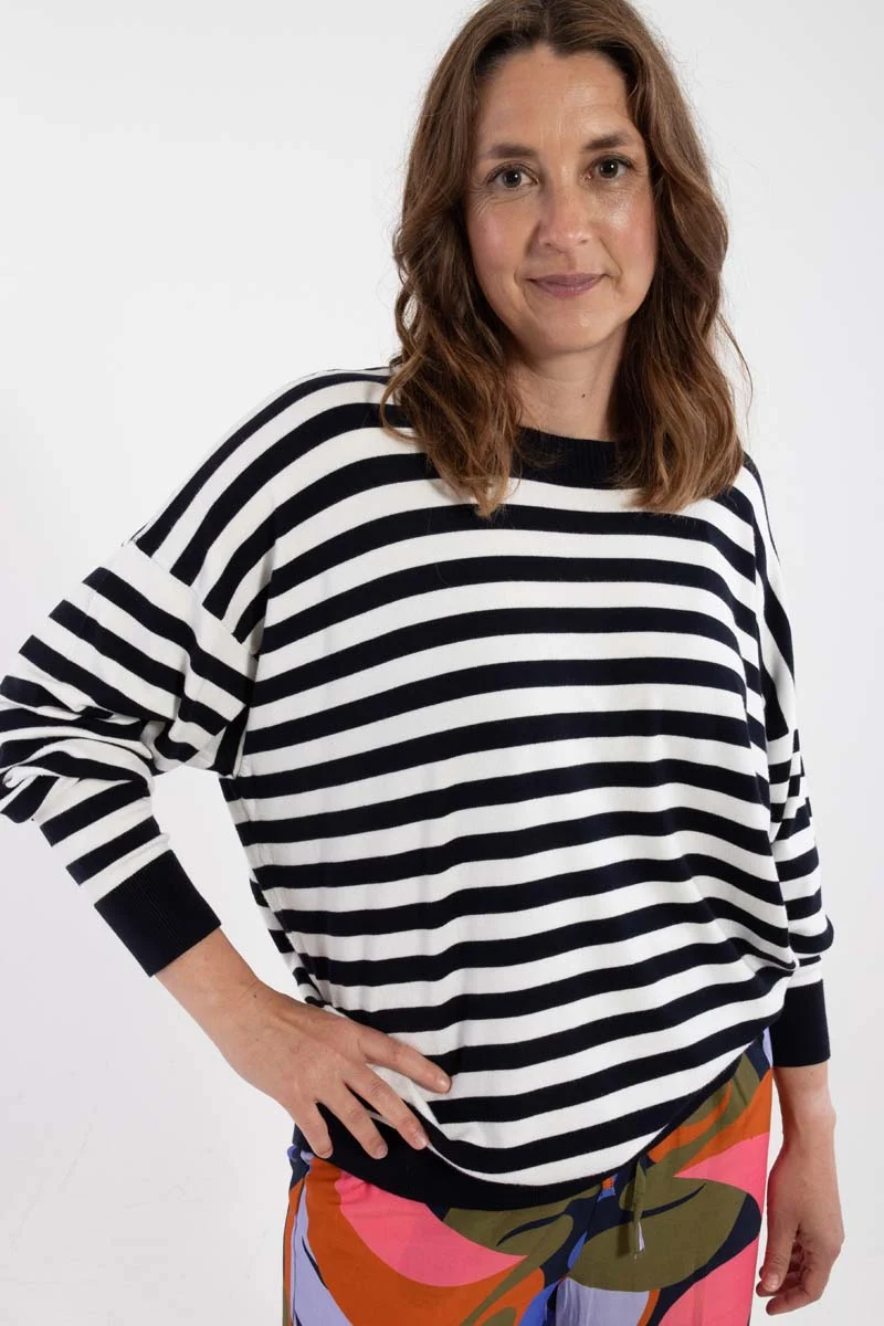 Danechill Viscose Sweater Dk Navy/Chalk
