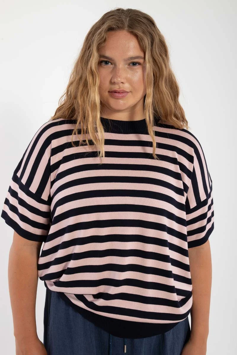 Danesolbad Viscose Tee Dk Navy/Rose Beige