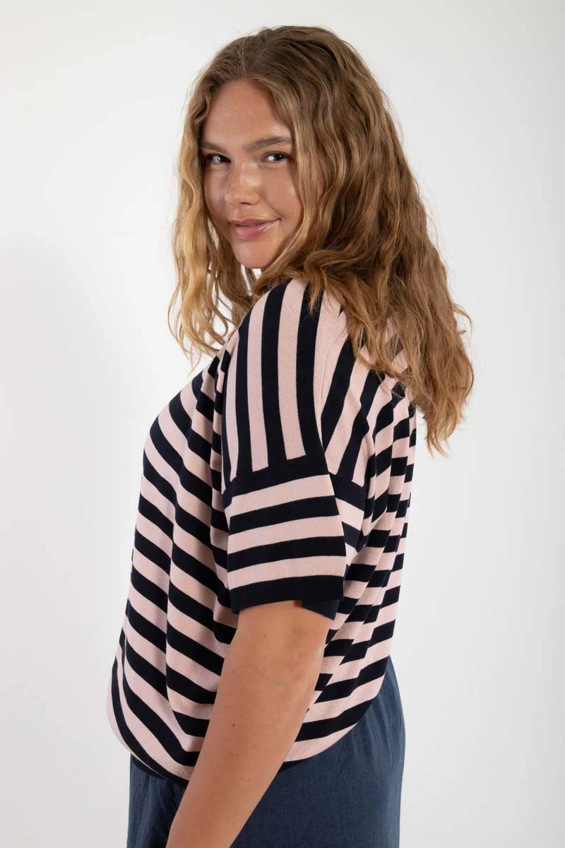 Danesolbad Viscose Tee Dk Navy/Rose Beige